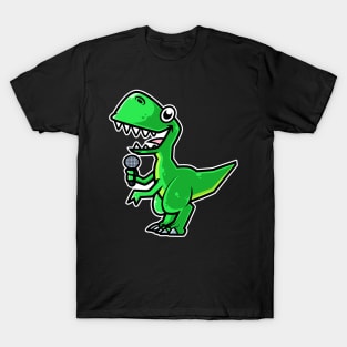 Dinosaur Sing Karaoke Kids Kawaii Neko Anime design T-Shirt